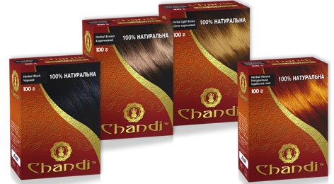Натуральна фарба для волосся CHANDI на основі хни серія 100% натуральна
